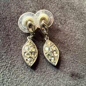 Swarovski Silver Crystal Leaf Earrings